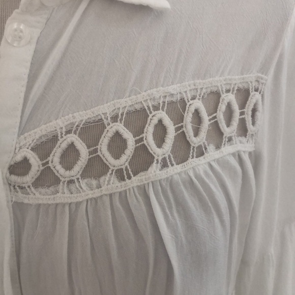 Boho White Embroidered Blouse One Size Flowy Festival Top - Picture 3 of 6